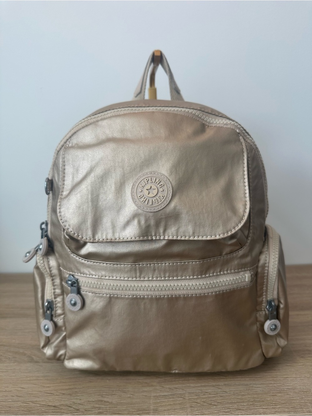 Kipling Gold Metallic Backpack - Picture 2 of 10